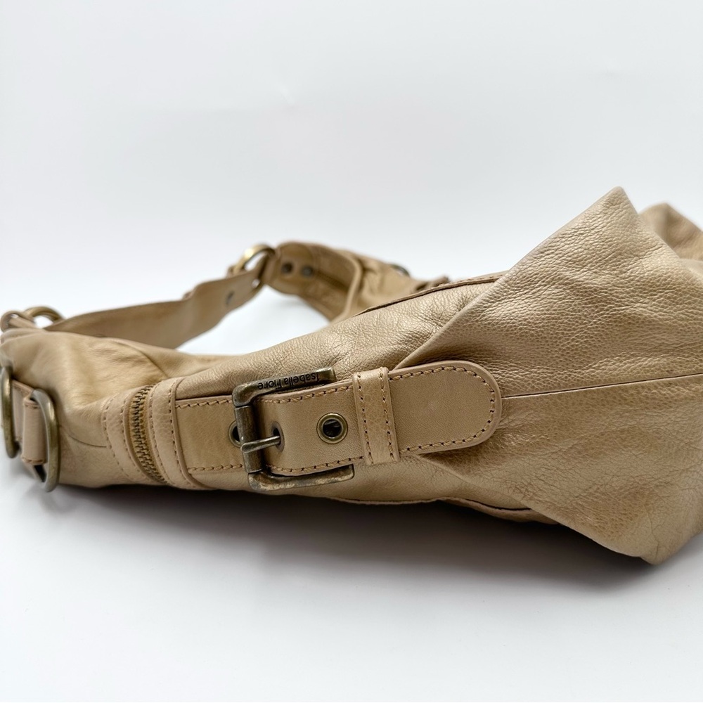 Isabella Fiore Leather Gold Hobo Shoulder Bag - Picture 8 of 16